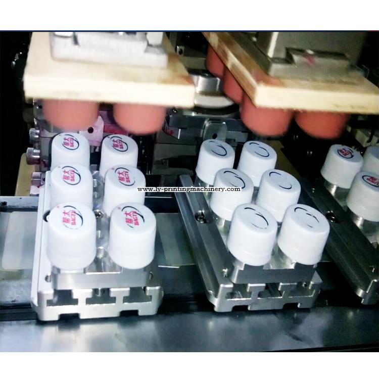 Cap 2 color full automatic pad printer with Tank conveyor