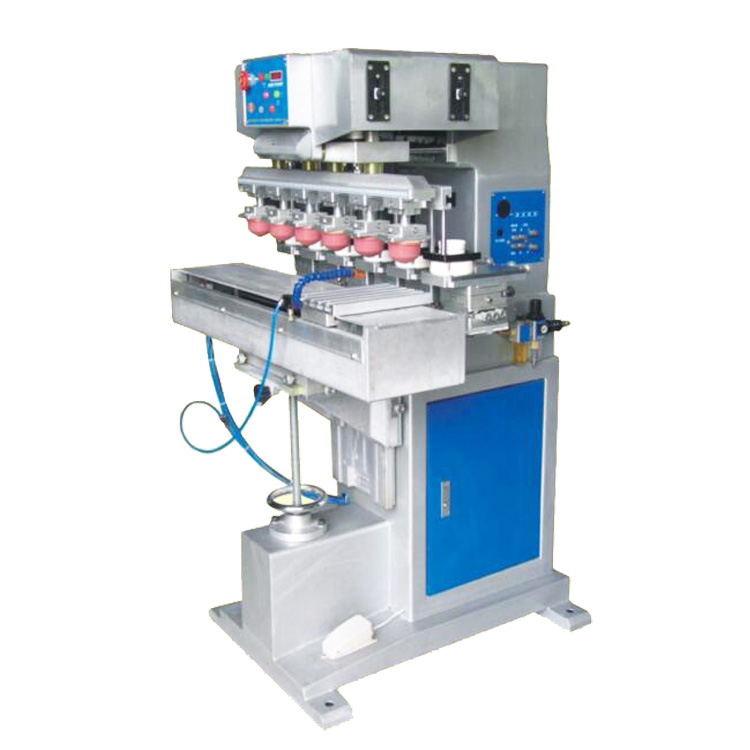 closed ink cup 6 color tampo printer with shuttle