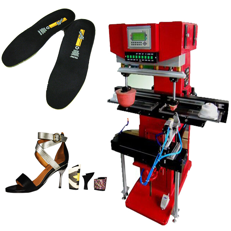 Inshoe shoe heel 2 Color  transversal pad printer with  transversal sealed ink cup system 