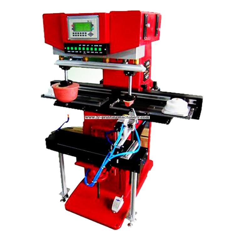 Inshoe shoe heel 2 Color  transversal pad printer with  transversal sealed ink cup system 