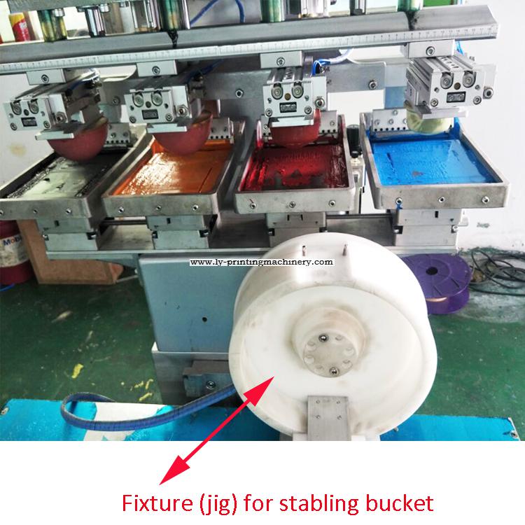bucket jug pot 4 color PLC pad printer machine 