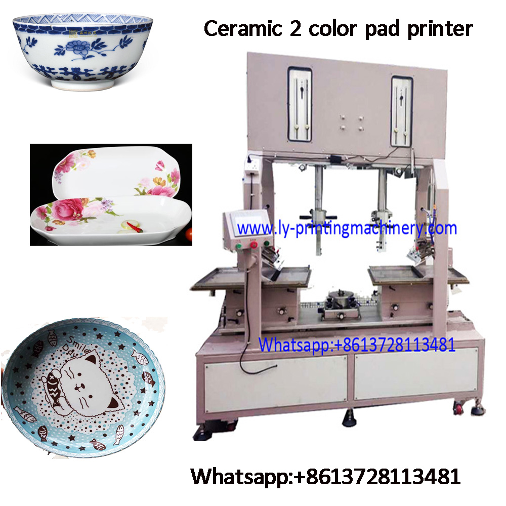 Ceramic 2 color big size custmoized pad printer with PLC control