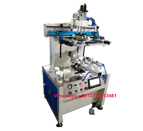 Servo motor cup bottle screen printer with auto registration