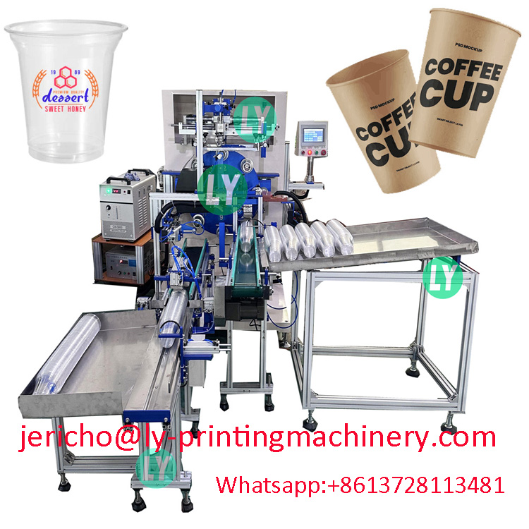 Cup full auto screen printer with LED UV dryer