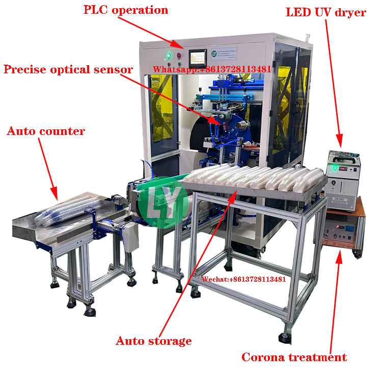 Cup Multi color full auto screen printer with optical sensor